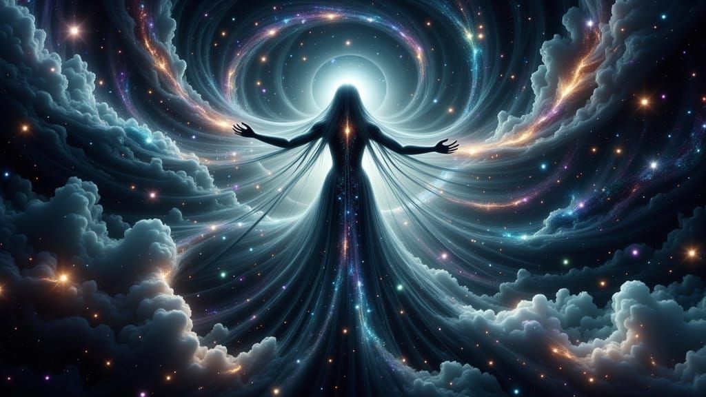 Celestial Being in Cosmic Galaxy, Mystical Art