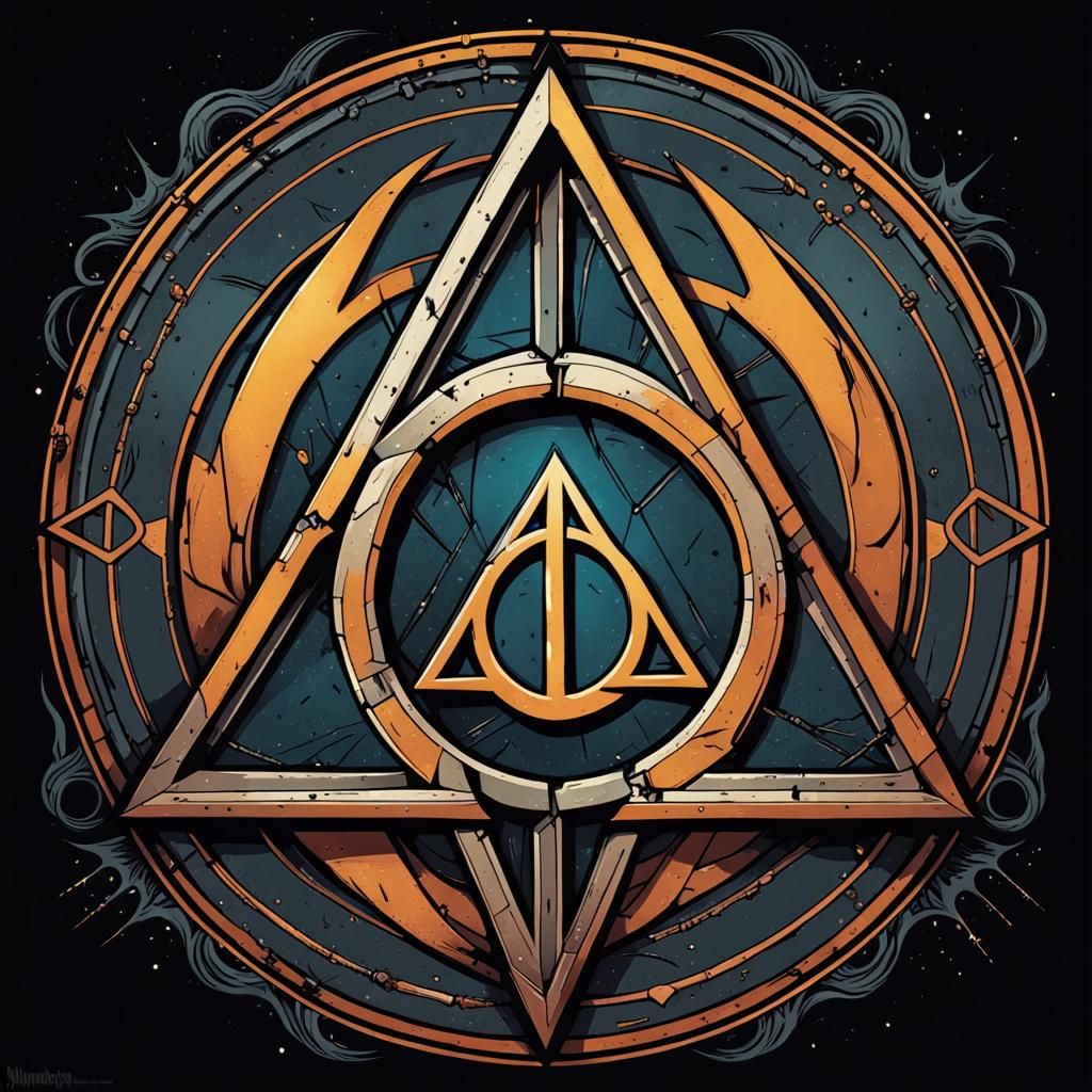 Deathly hallows symbol borderlands style