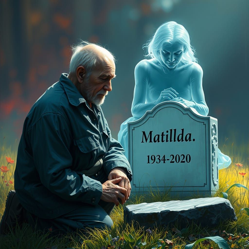 Grief Stricken Man Mourns Lost Love in Hyperrealistic Portra...