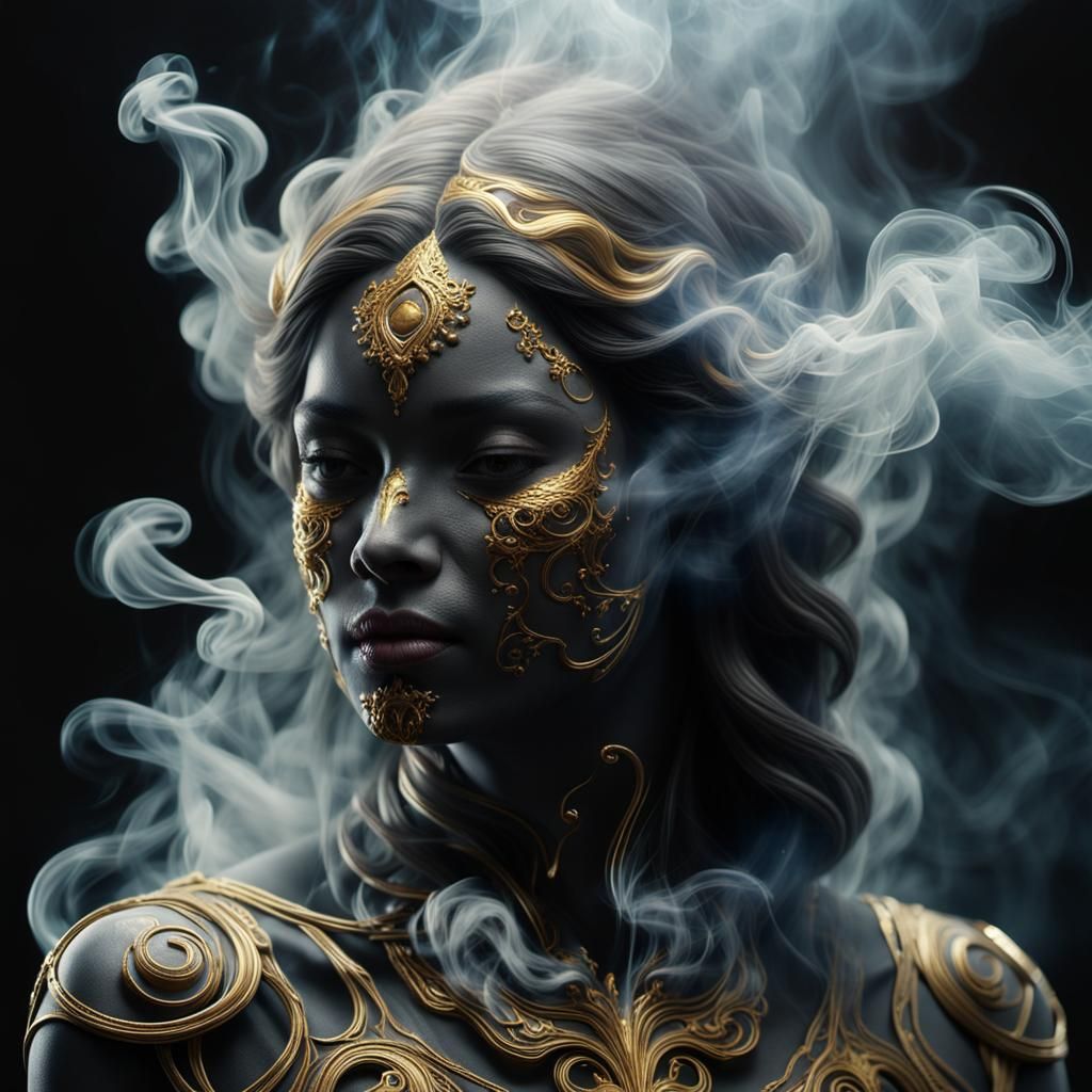 Golden Smoke Spirit of Beauty in CGI Style