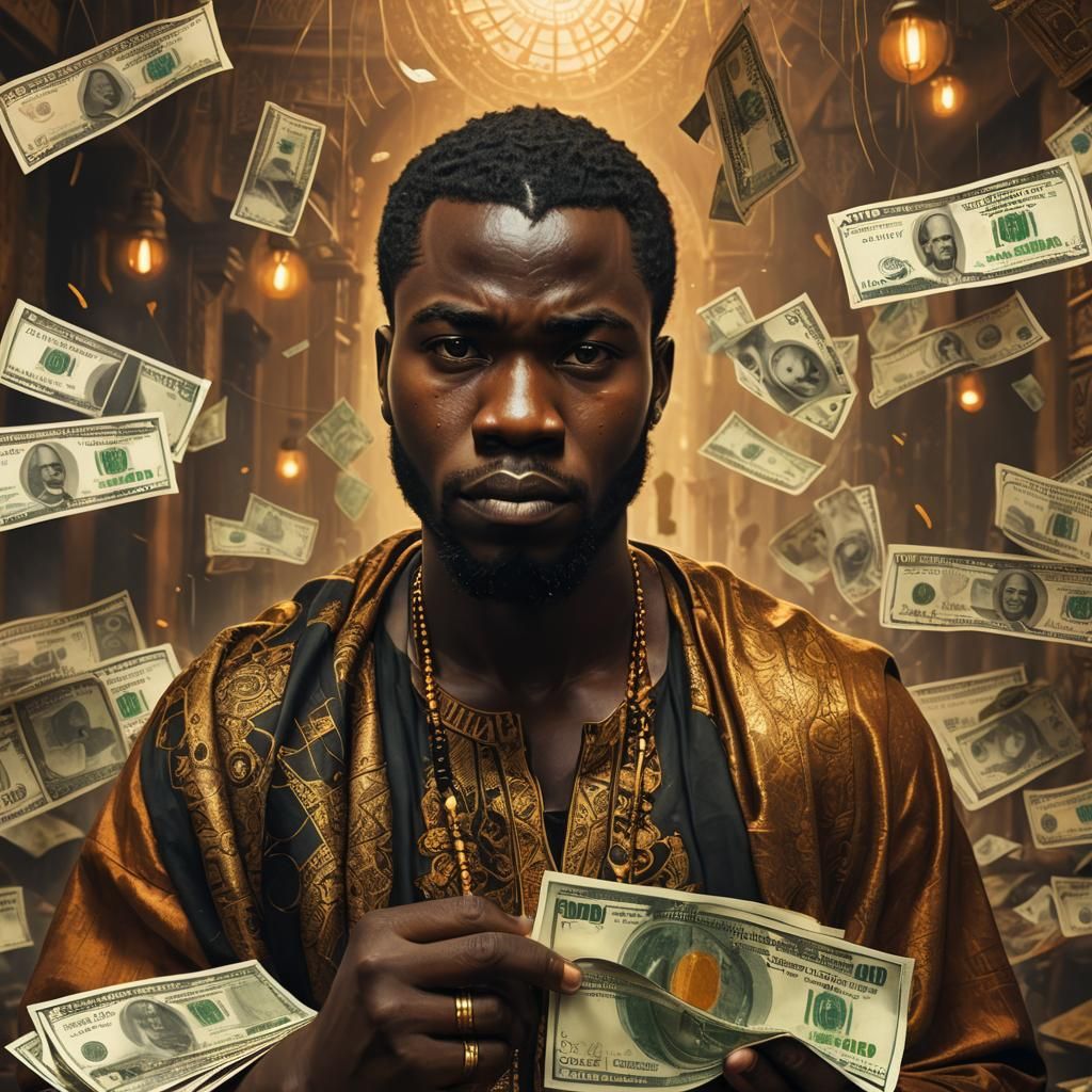 Disappointed Nigerian Man Holding 1,000 Naira Note