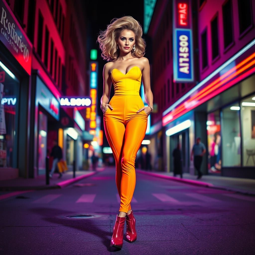 Neon City Goddess with Big Hair