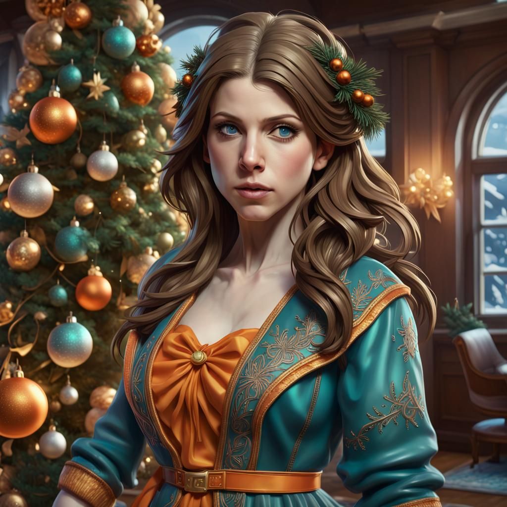 Festive Christmas Tree with Ornaments, Digital Art