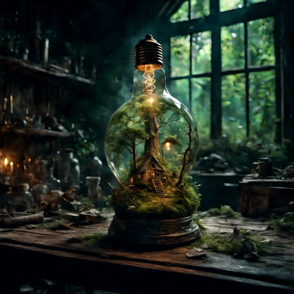 Fairytale Forest in a Light Bulb