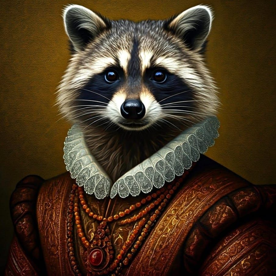 Portrait of a Renaissance gentleman raccoon