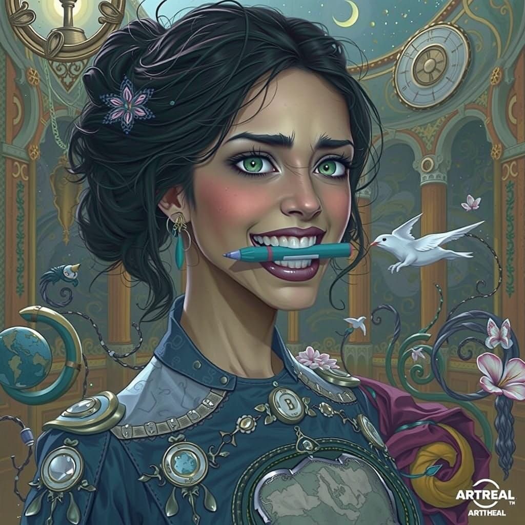 Distressed Woman Struggling to Speak with White Marker Lodge...