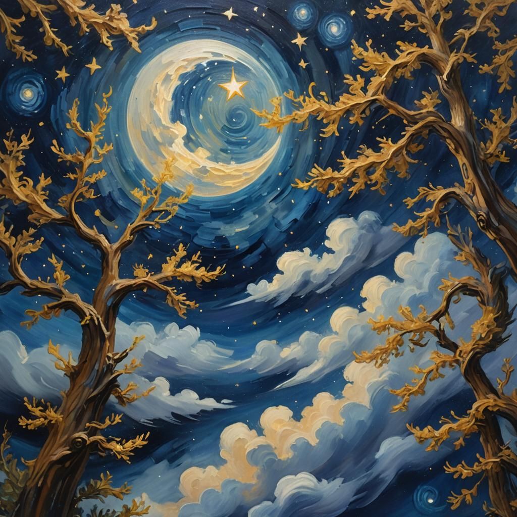 Celestial Impressionist Painting in Van Gogh Style