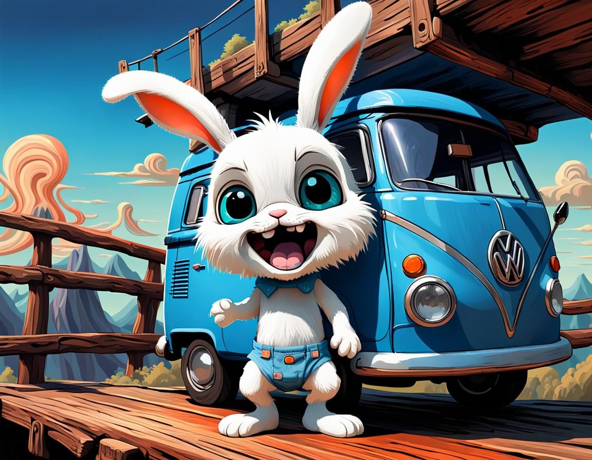 Emotive Chibi Bunny Rabbit's Scream, Maximalist Style