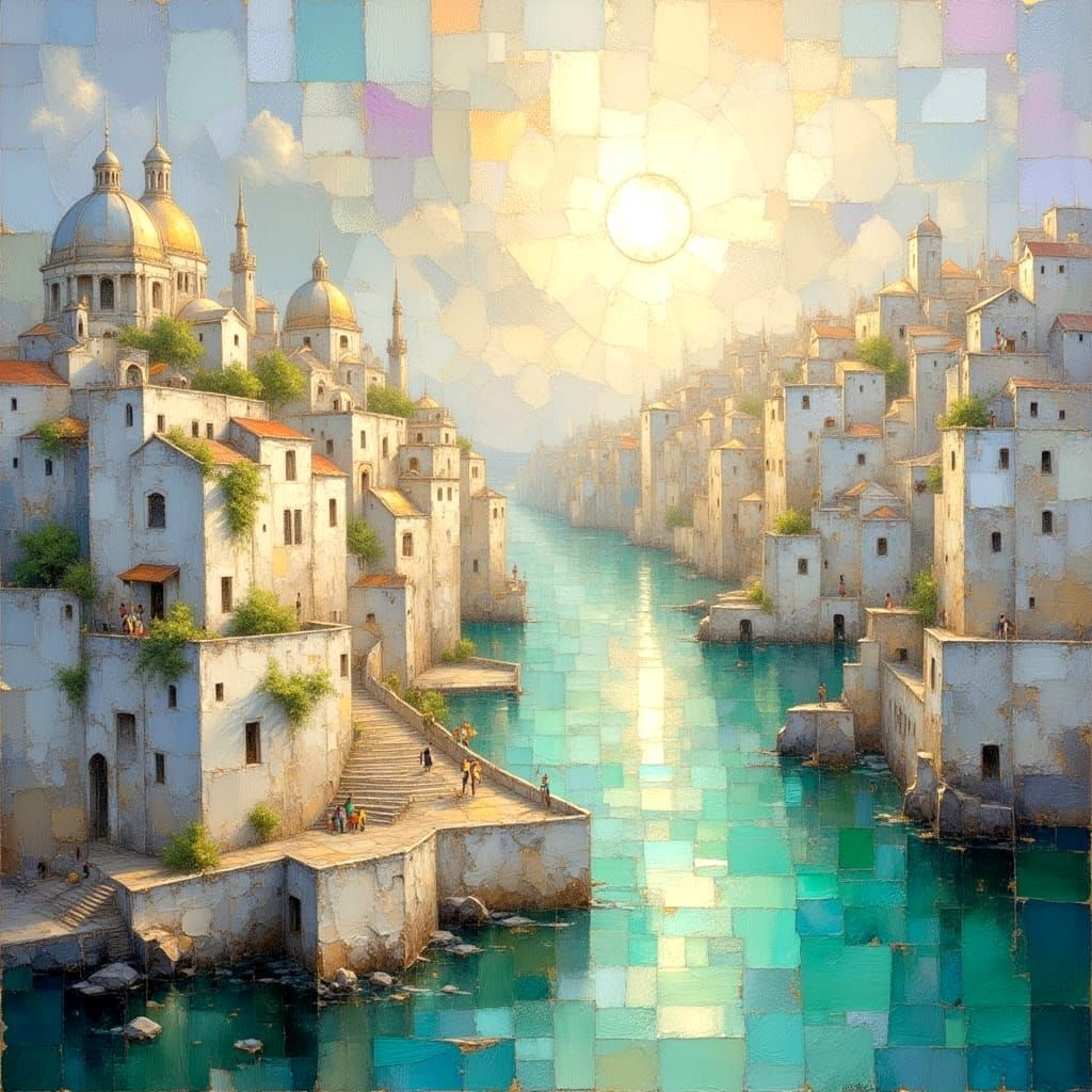 Illuminated Cityscapes: Impasto Oil Painting with Vivid Colo...