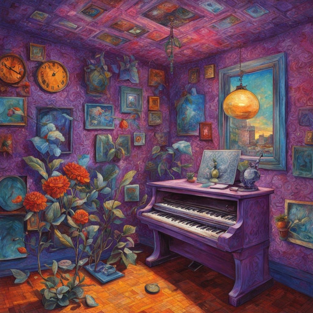 Cosmic Clock Dismantles Reality in Vibrant Astral Hologram