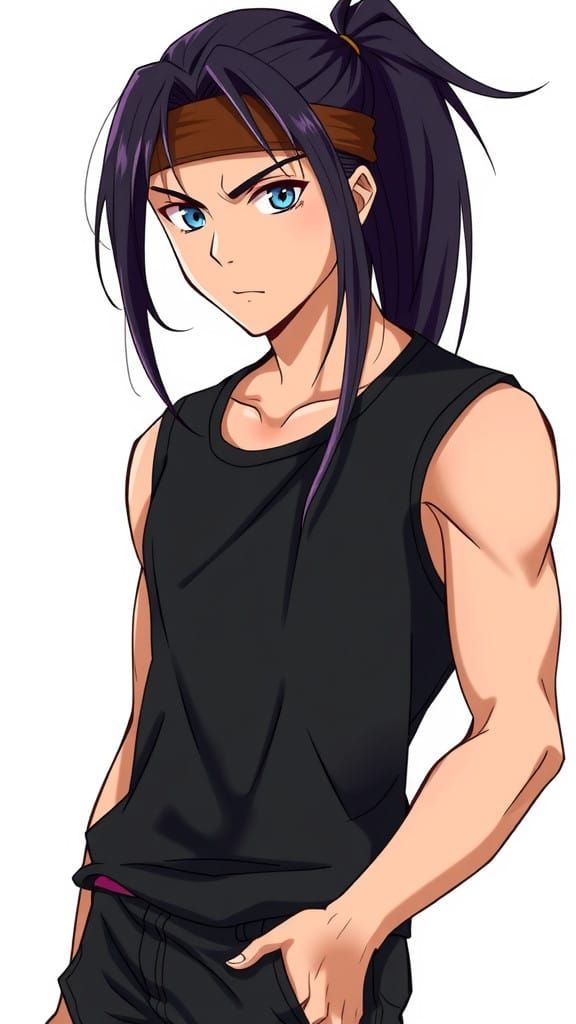 Hot Anime Guy in Gothic Style Leather Outfit