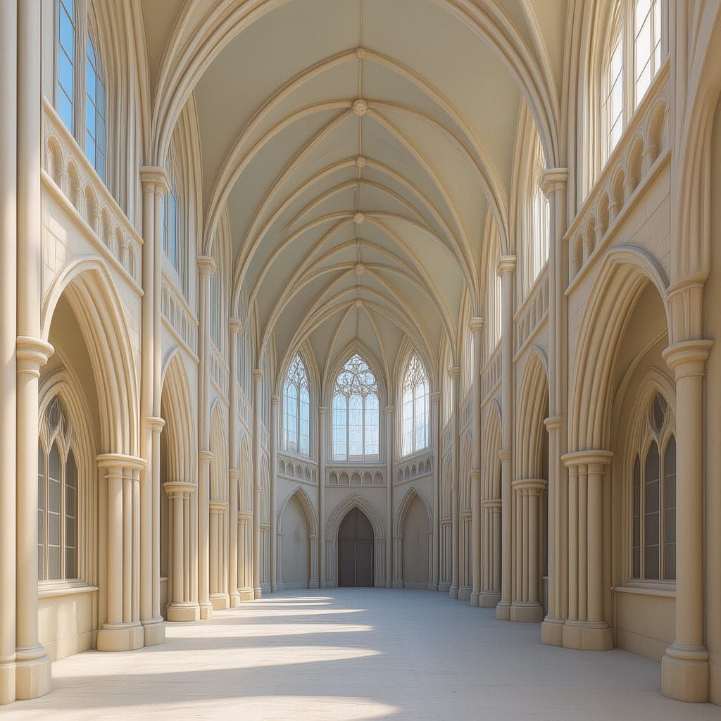 Gothic Cathedral Interior as Intricate Papercut Art