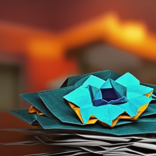 Origami Paper Shard Papercraft in Soft Focus