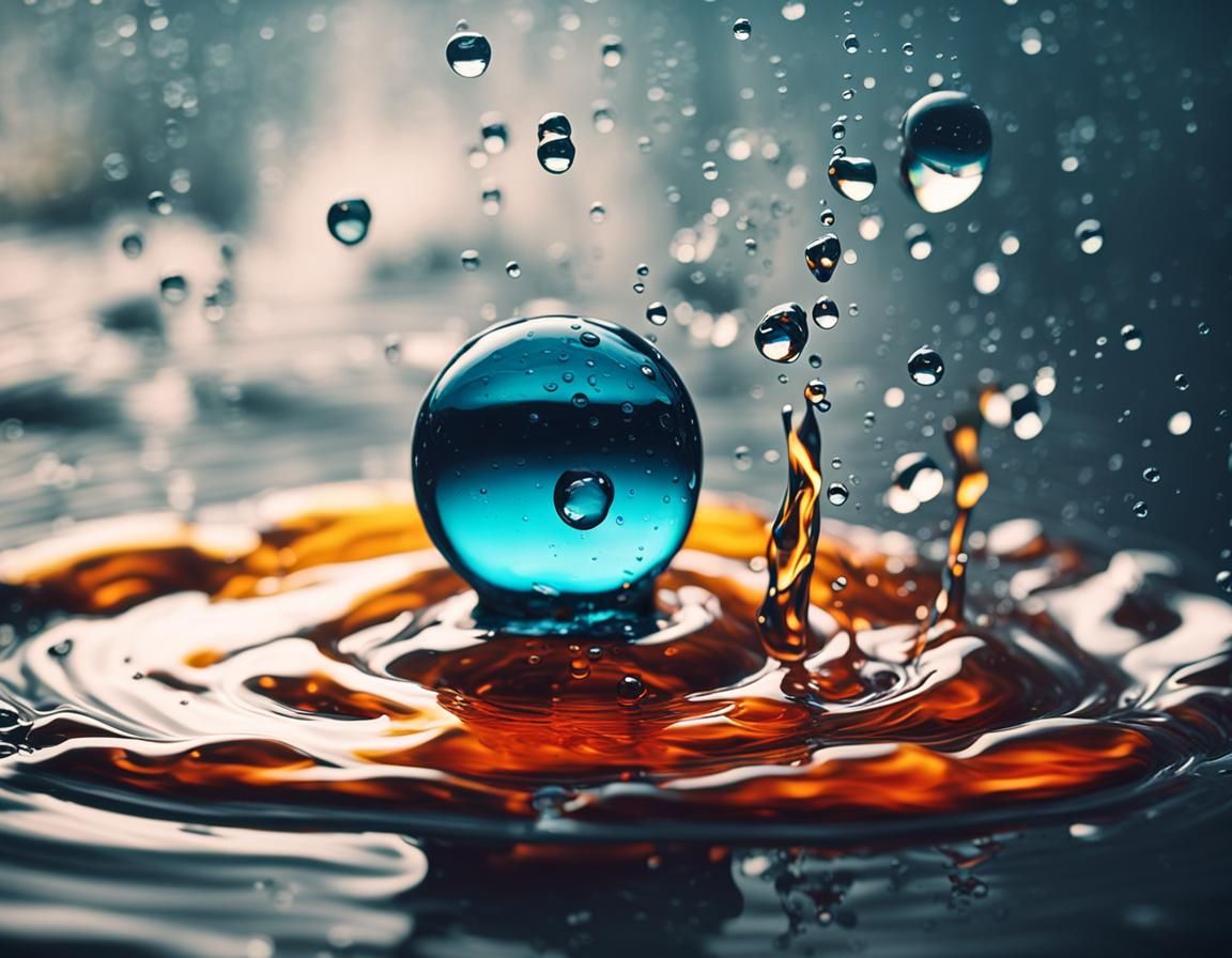 Surreal Oil Droplet Collision in Vibrant Color