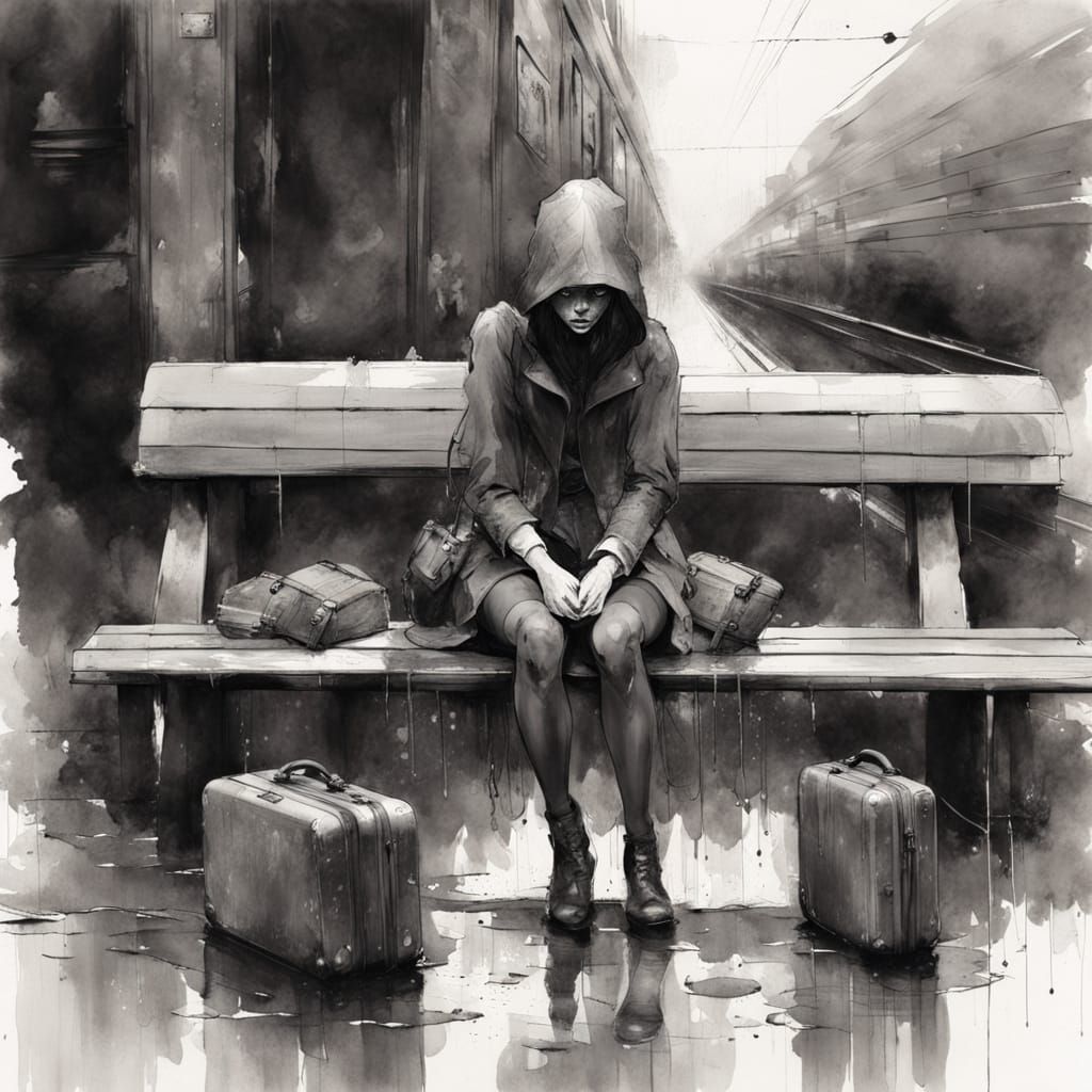 Woman Sitting On A Bench