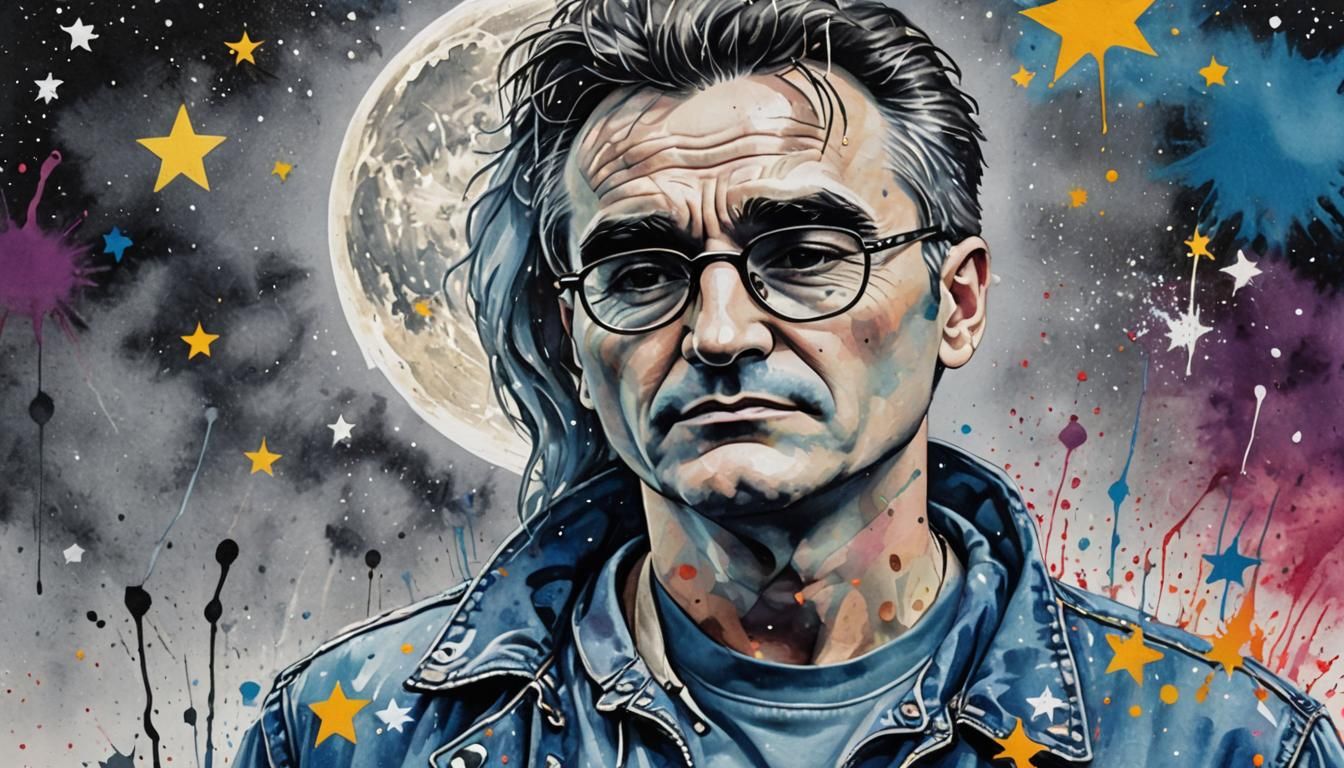 Morrissey in Pop Art Style with Silver Stars