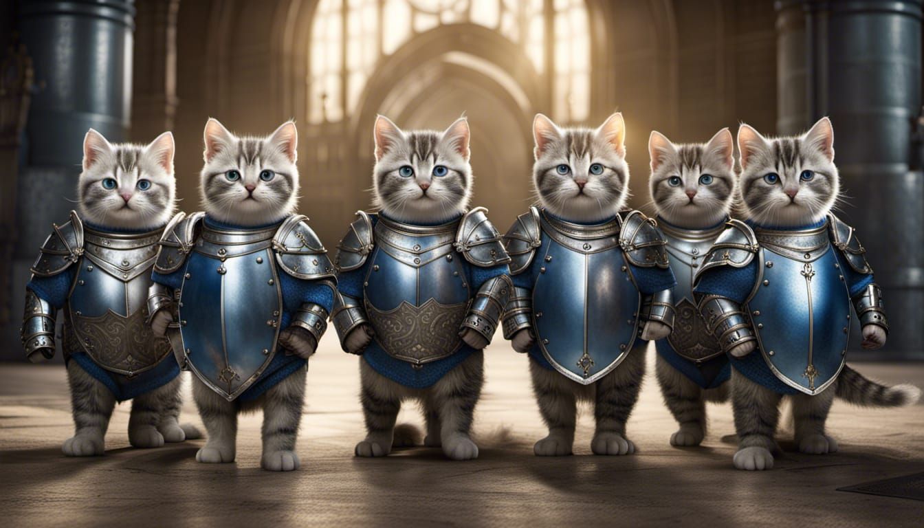 Kitten Knights Brigade in Chrome Armor