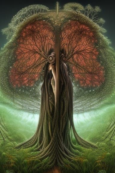 Tree-Human Hybrid Couple on Stargazing Platform