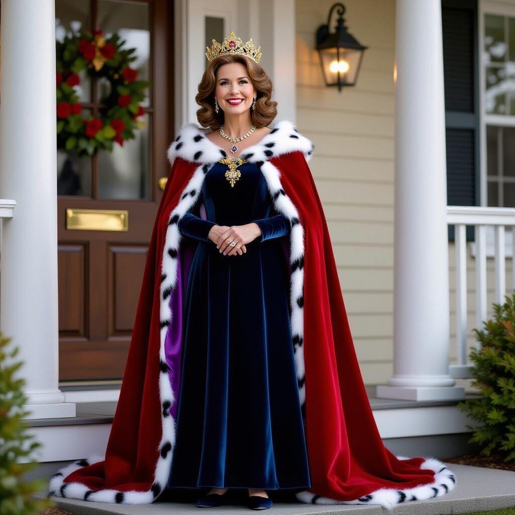 Queen Doris in Royal Gown and Crown