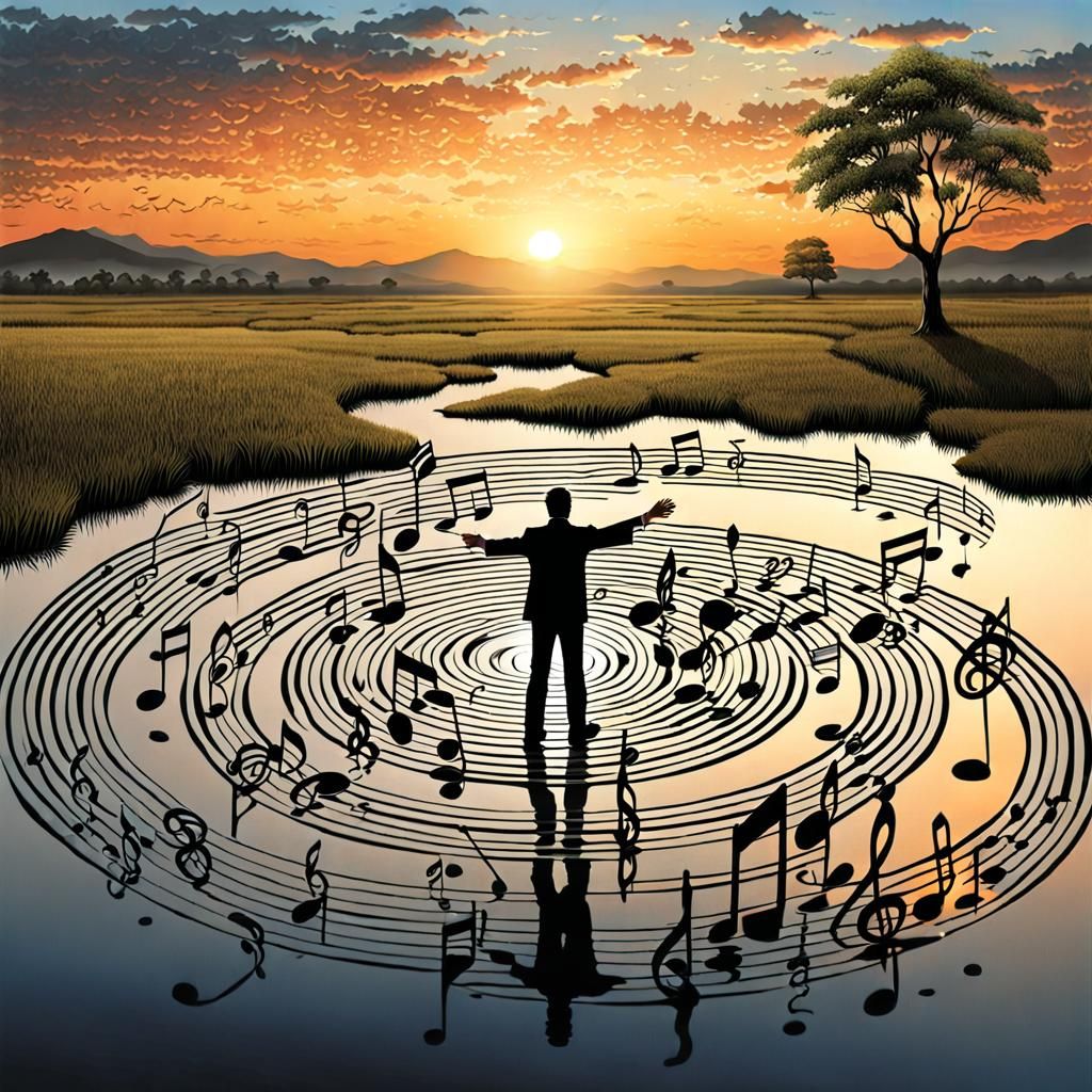 Surreal Musical Transformation Drawing with Choir and Sunset