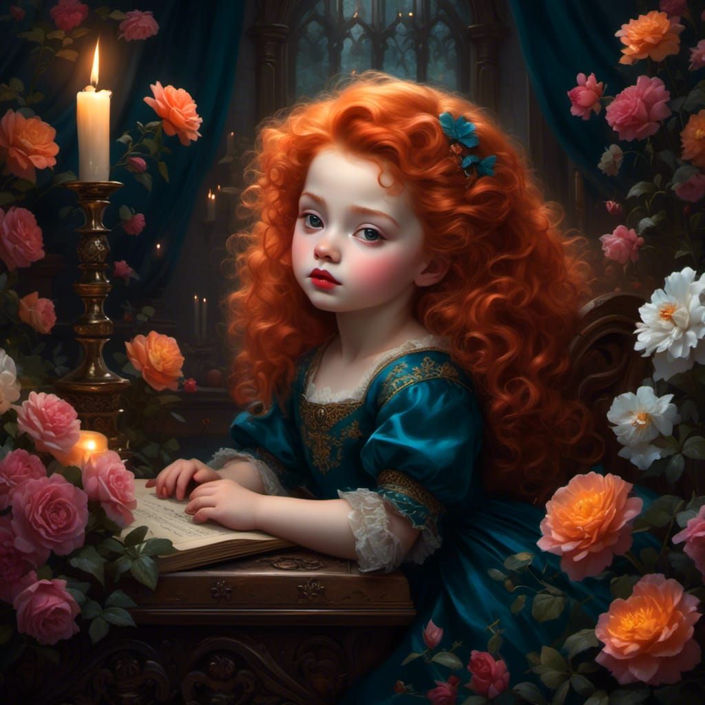 Baby Merida in Castle Chamber: Digital Oil Painting