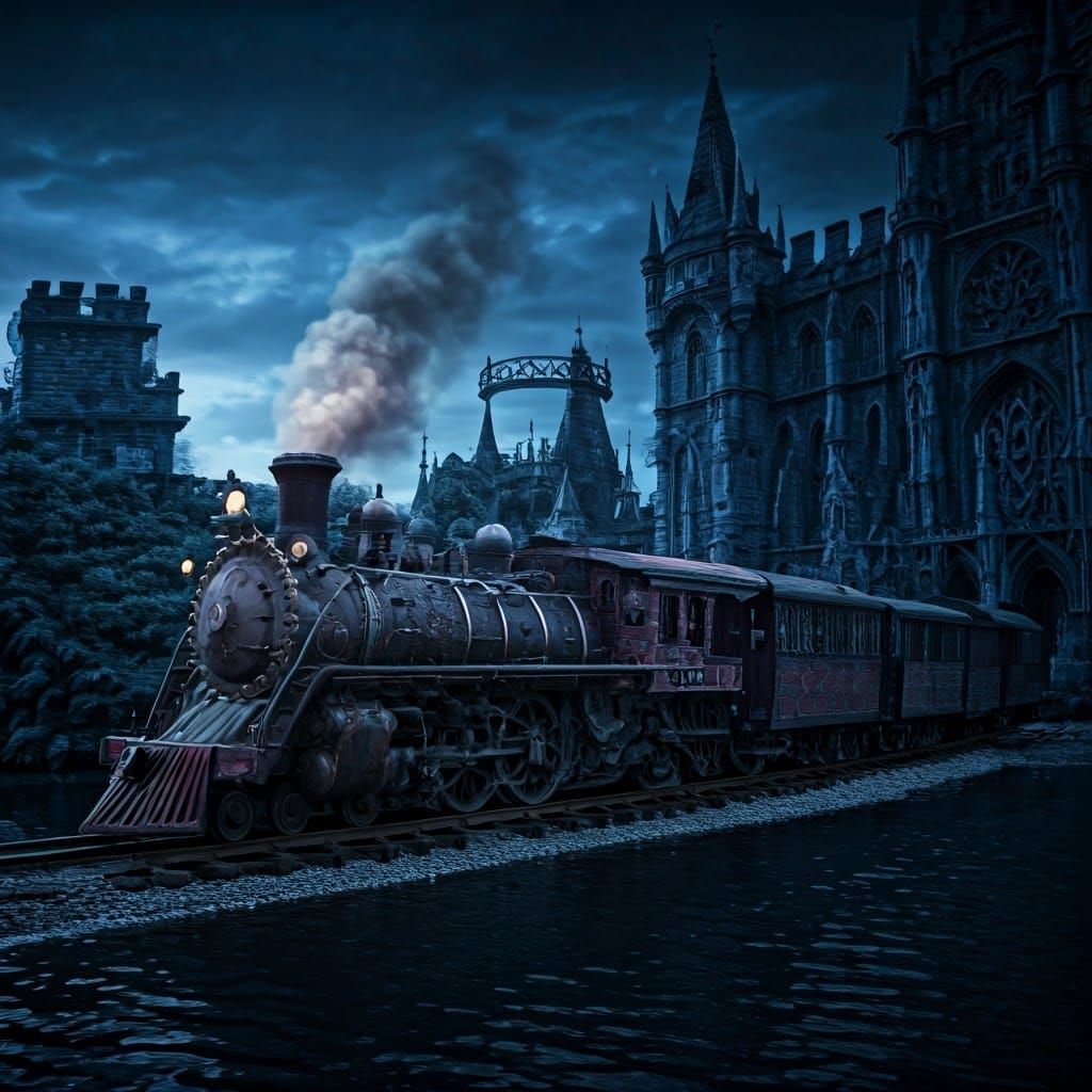 Dark Horror Theme Park Coast Train, Burtonesque