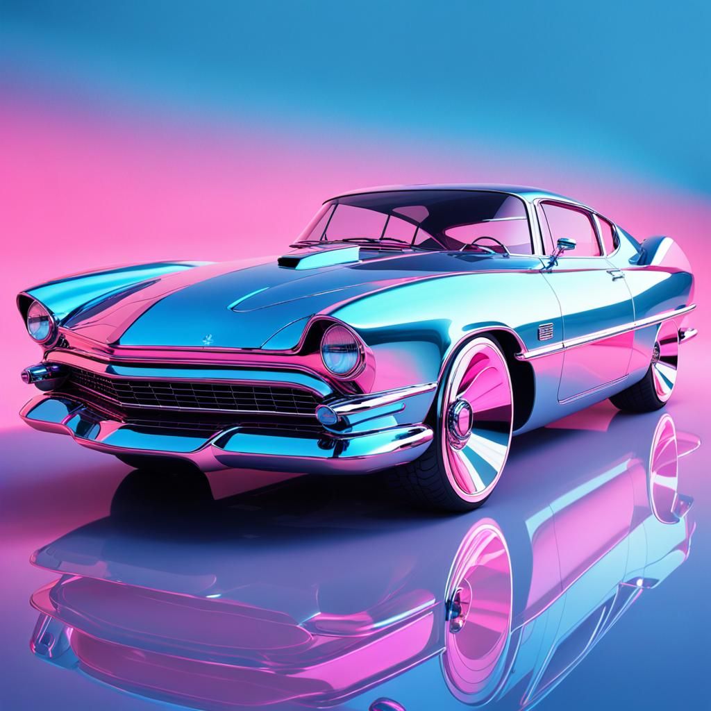Retro-Futuristic Car Concept Art in Hyperrealism Style