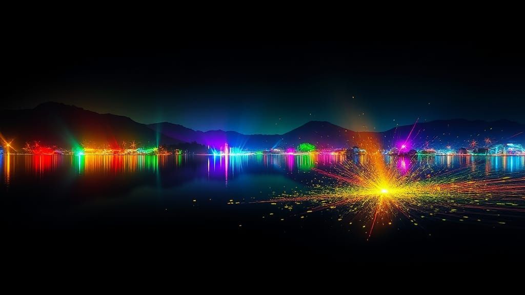 Vibrant Geometric Dal Lake in Kashmir