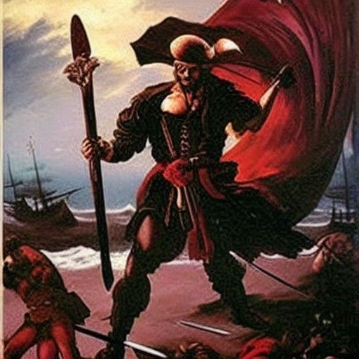 Pirate's Epic Battle at Sea: Acrylic Painting