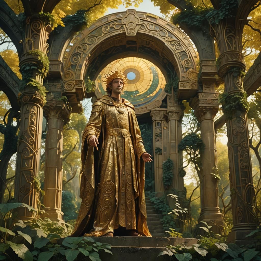 Majestic Figure in Gustav Klimt Art Nouveau Style