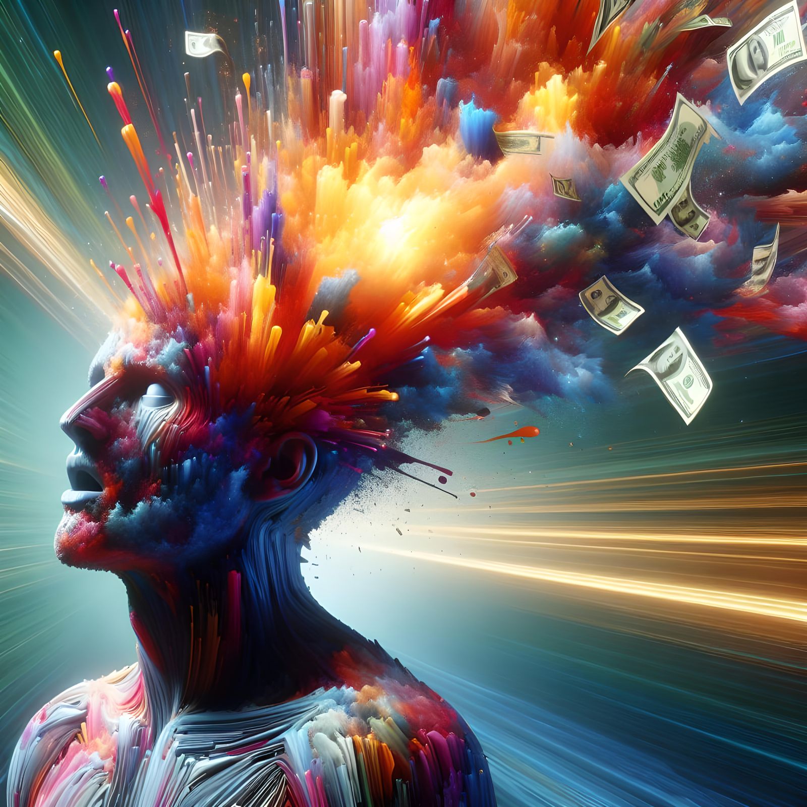Surreal Explosion of Currency: Conceptual Art in 8K