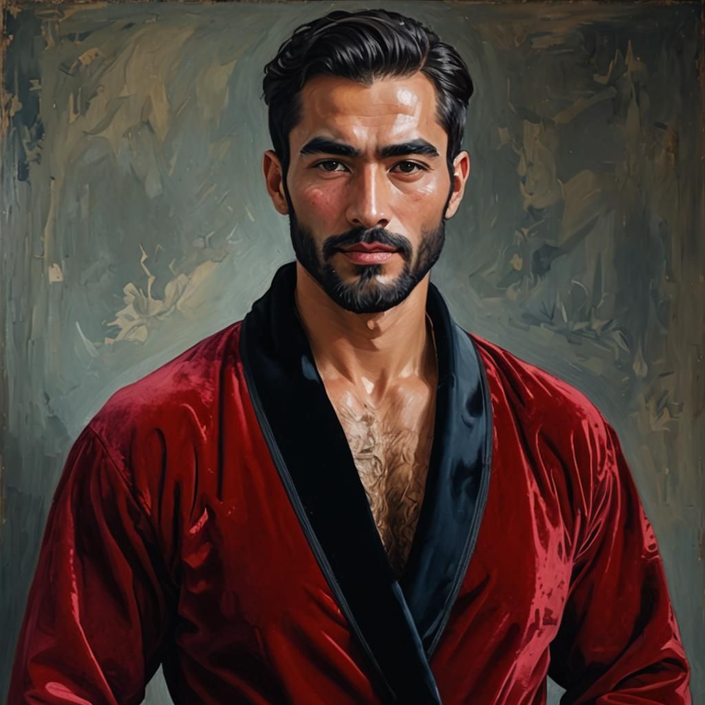 Divine Man in Red Robe: Art Nouveau Impression