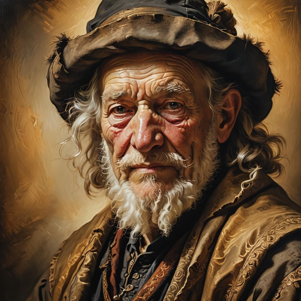 Old Man Portrait in Baroque Oil Painting Style