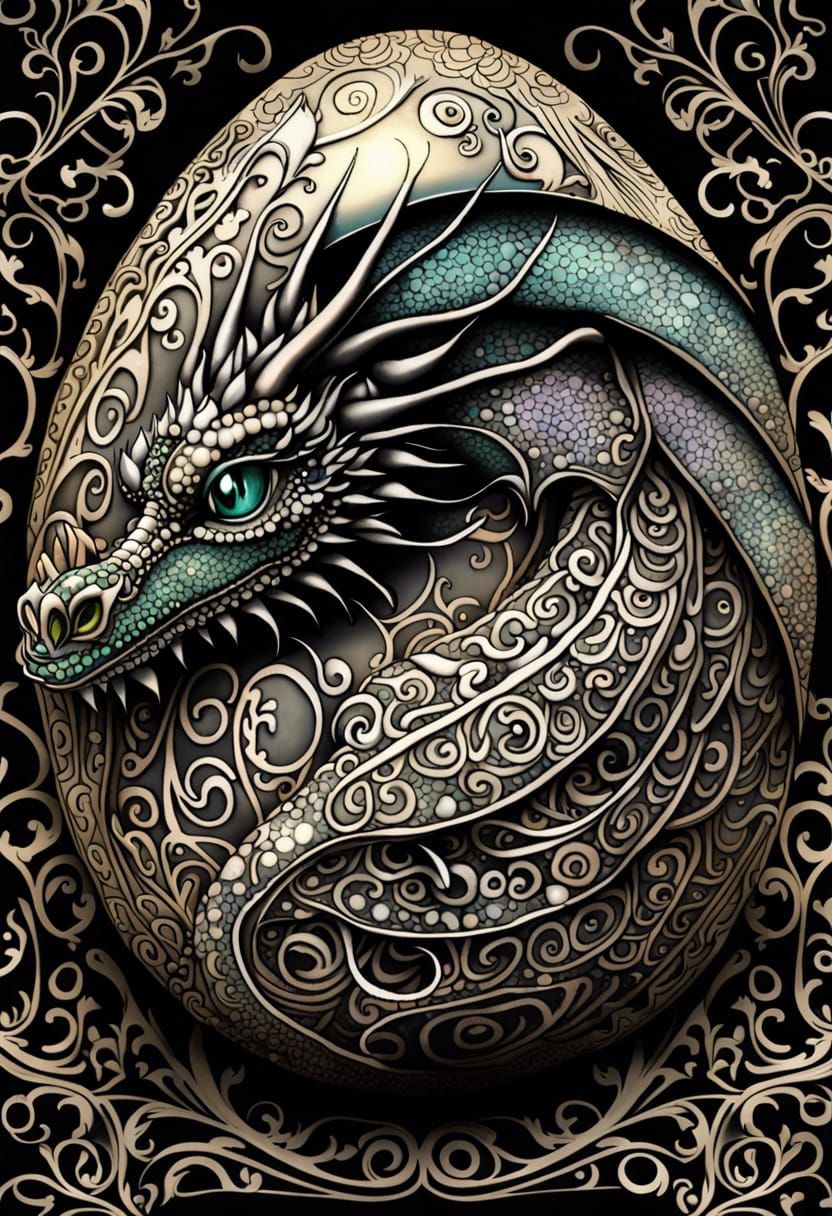 Protective Dragon Mother and Luminous Egg