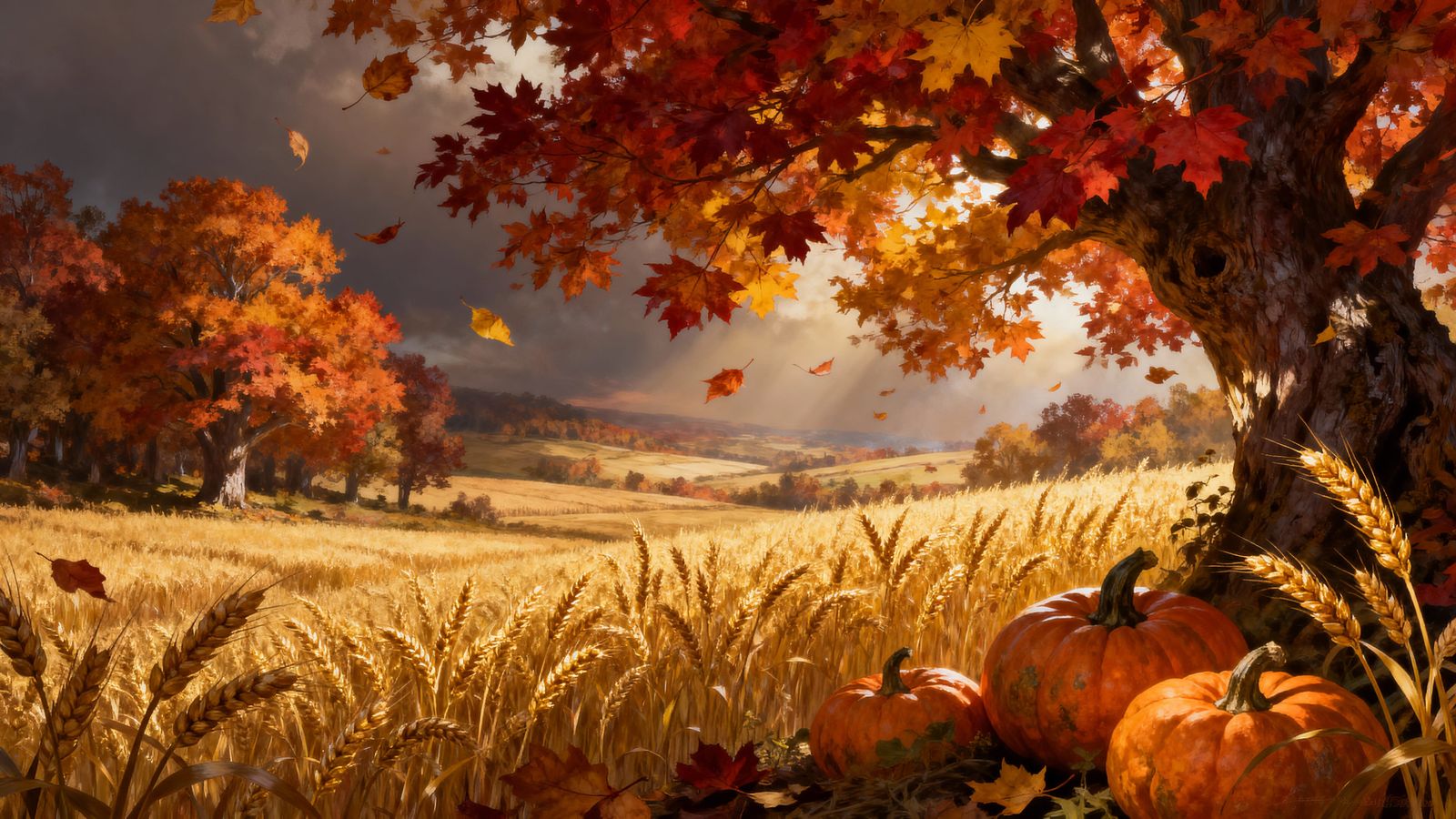 Autumn Harvest Landscape in Detailed Fantasy Style