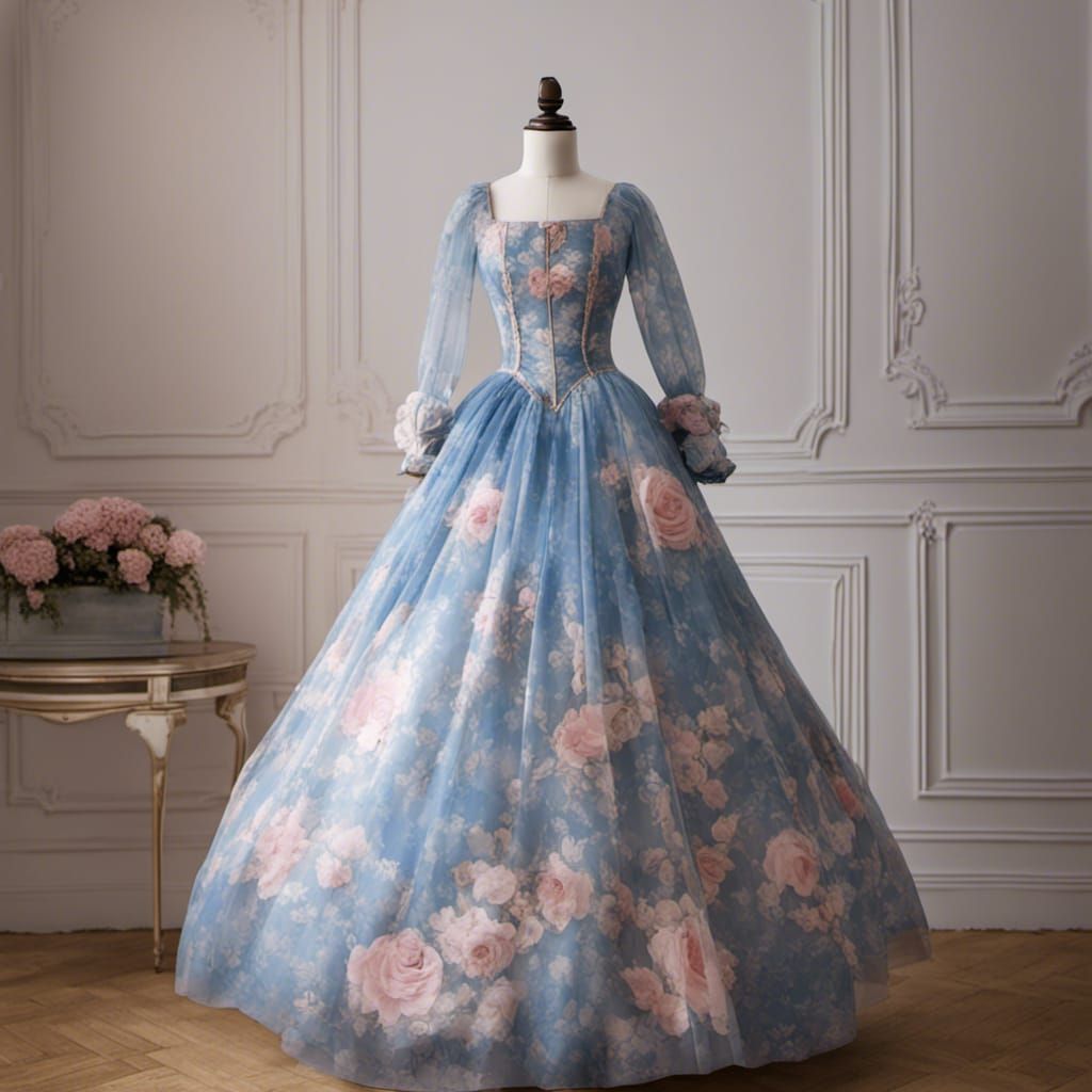 Rococo Princess Dress with Floral Print
