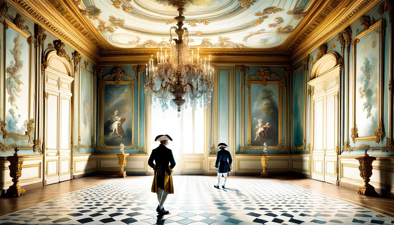 Fragonard Style Pencil Art of Museum Scene