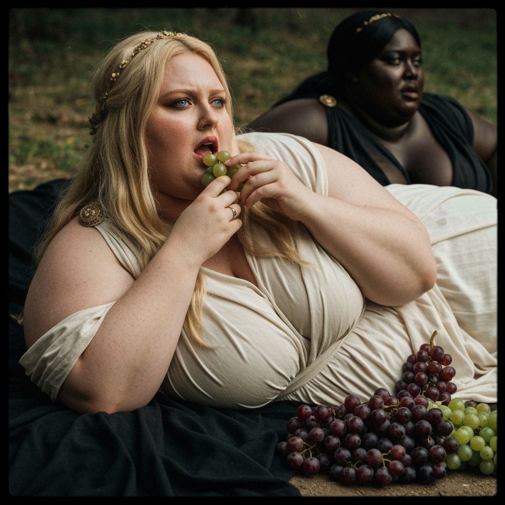 Obese Vestal Priestesses Enjoying Grapes in Roman Times