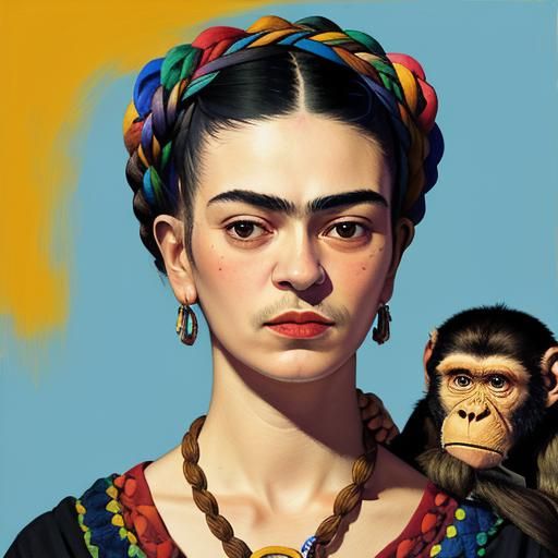 Frida Kahlo Portrait in Abstract Art Style