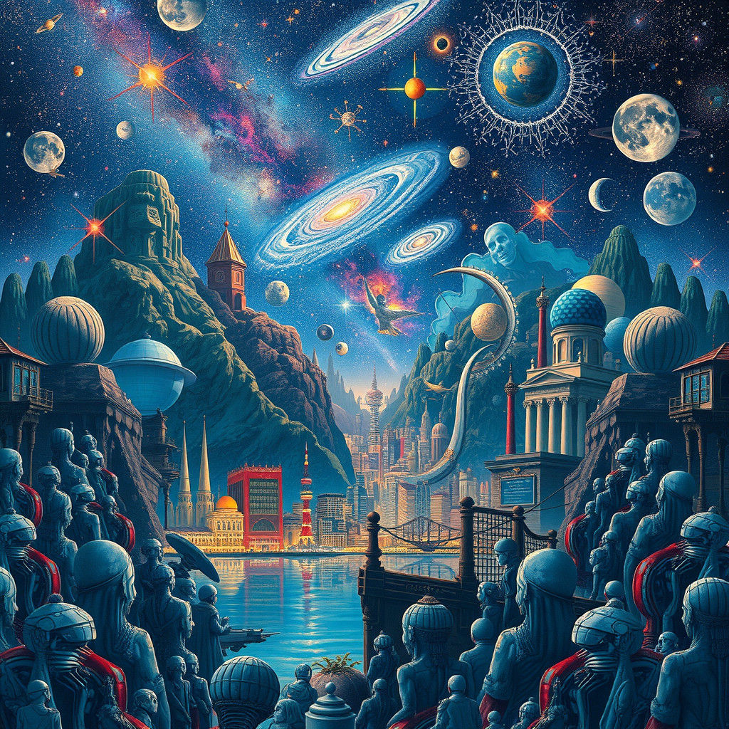 Hyperdetailed Cityscape Collage Illustration in Vibrant Colo...