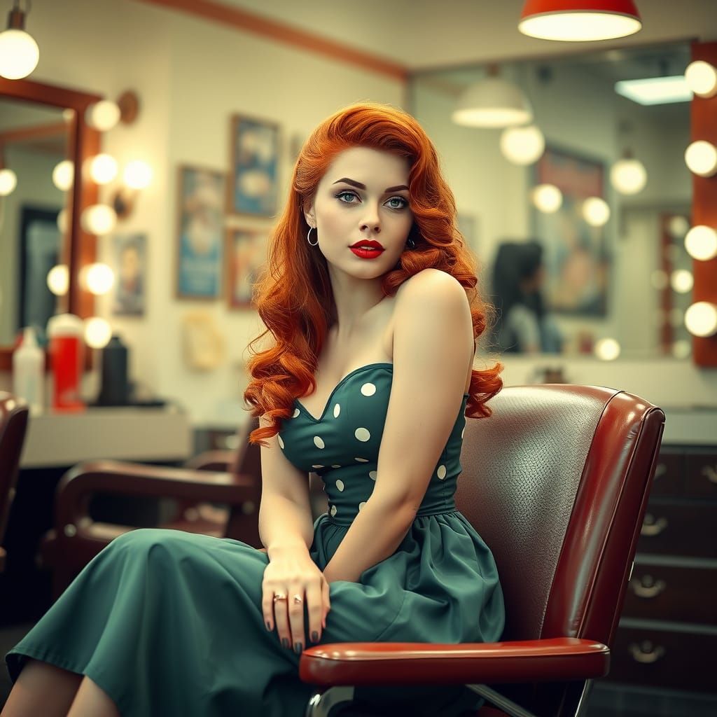 Vintage Pin-up Girl at the Hairdresser
