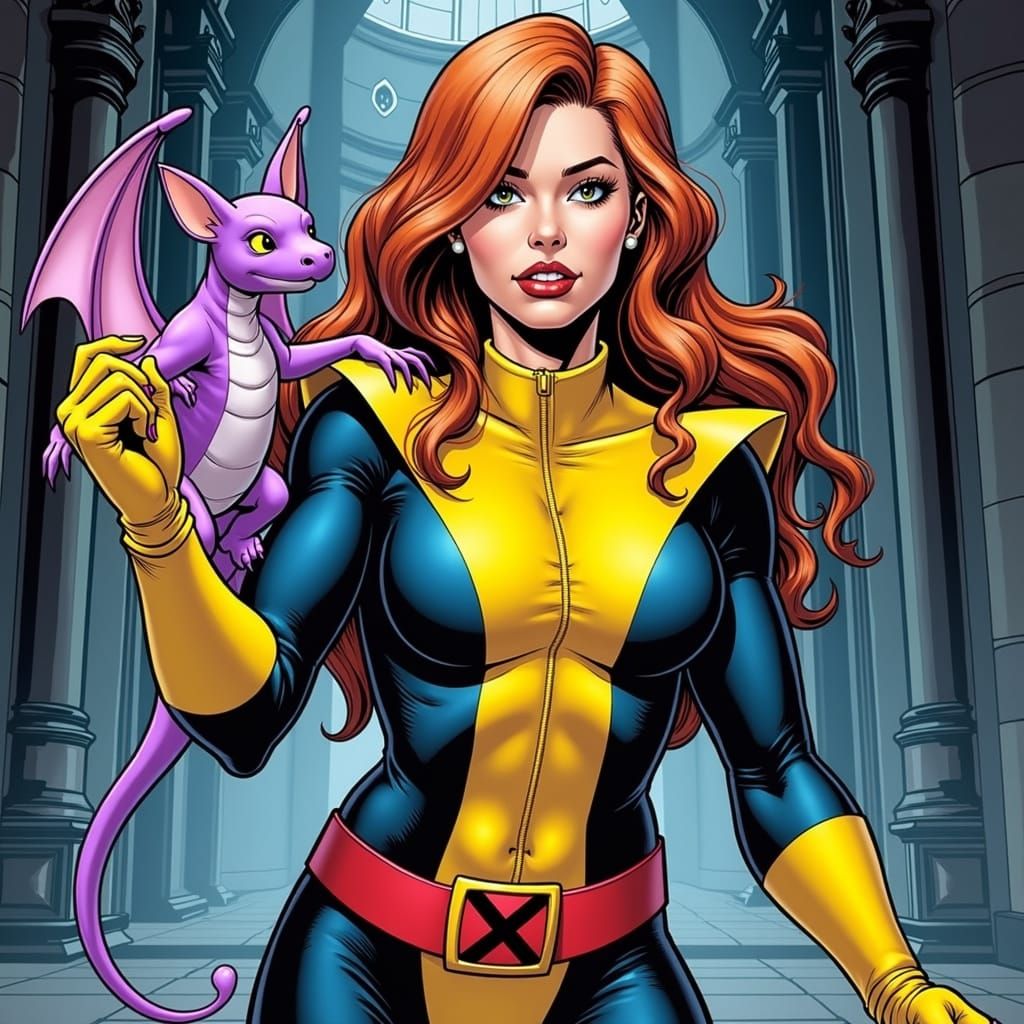 Marvel's Kitty Pryde with Lockheed in Comic-Accurate Comic S...