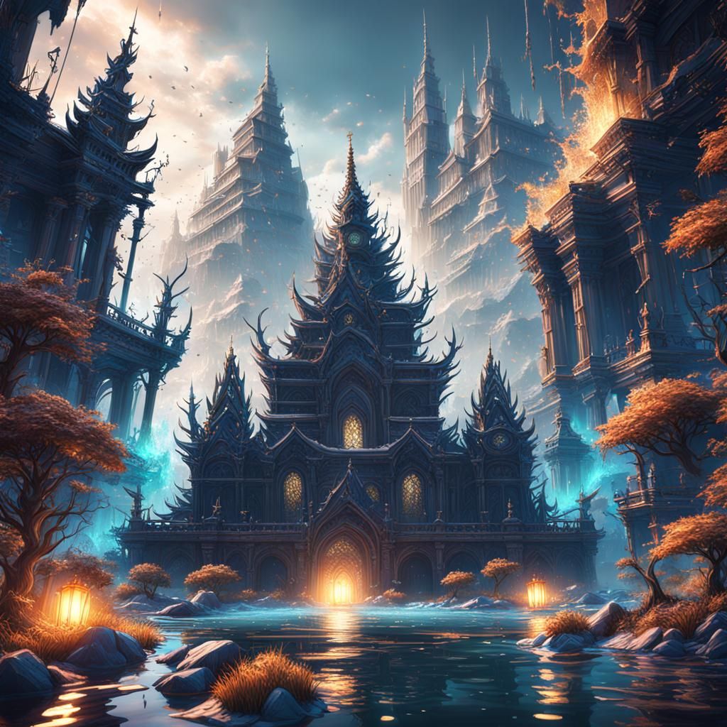 Fantastical Flood Matte Painting in Deep Color