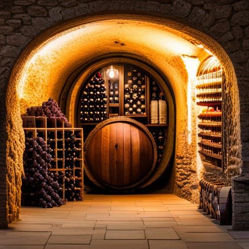 Candlelit Wine Cellar with Ancient Bottles