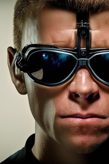 Terminator Portrait on Battlefield in Professional Style