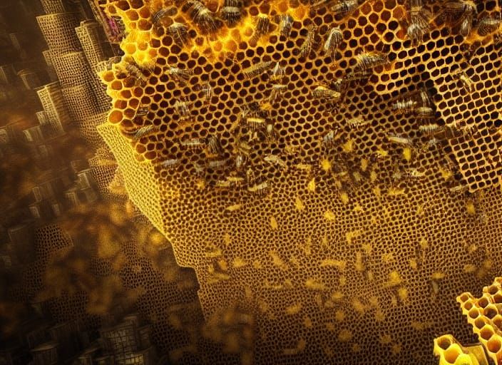 Biopunk Hive City in Studio Ghibli Horror Style