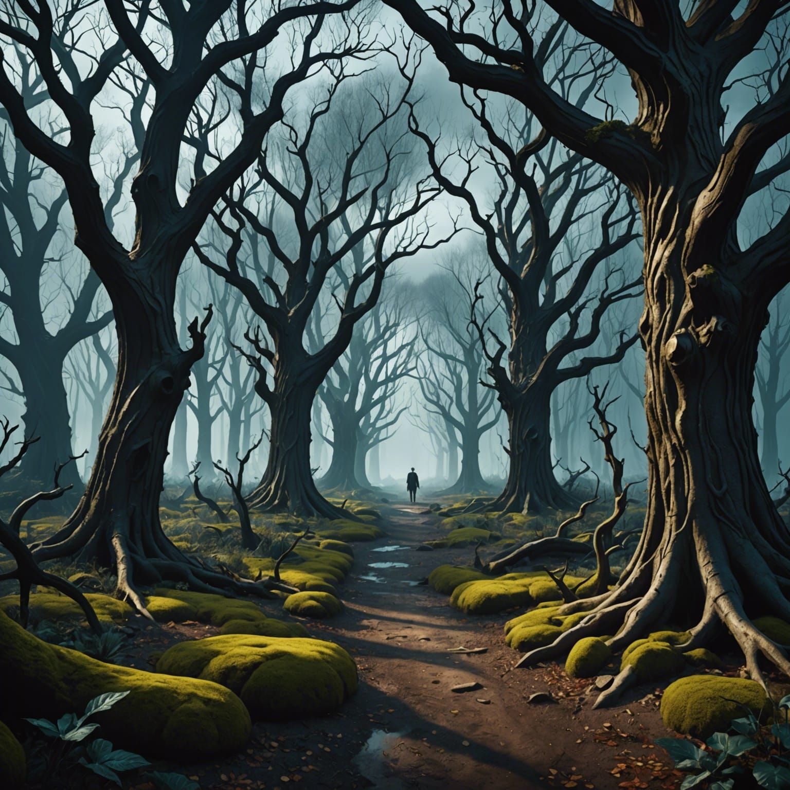 Terrifying Whispering Woods in Surreal Style