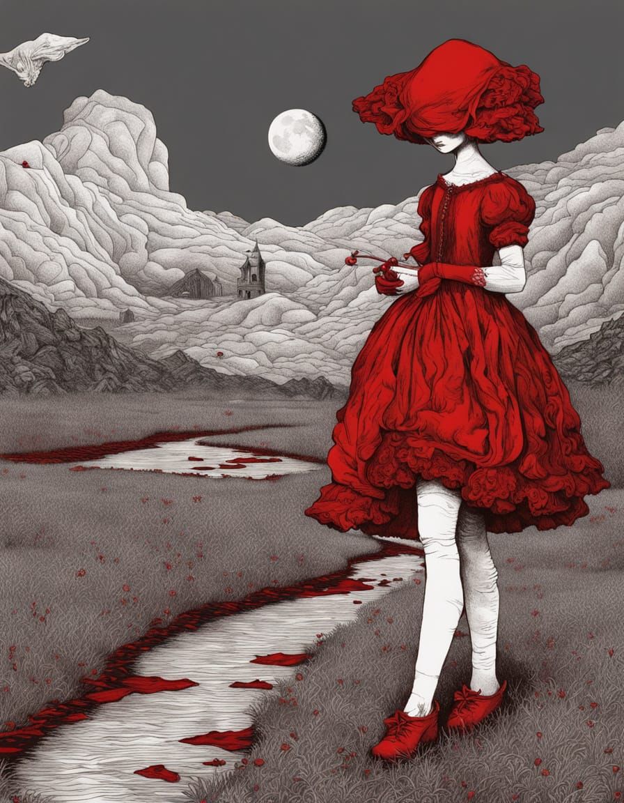 Eerie Landscape with Pierrots and Mist