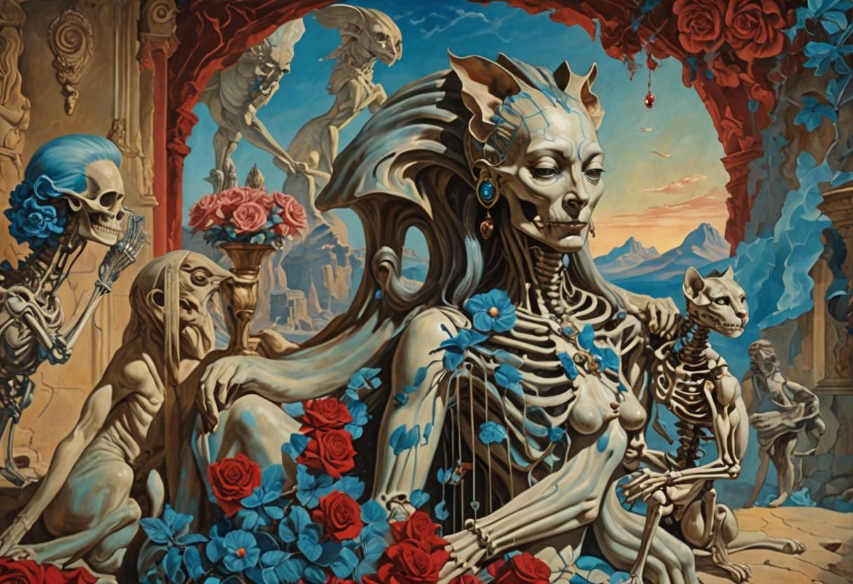 Dark Fantasy Sphinx in Surrealist Style