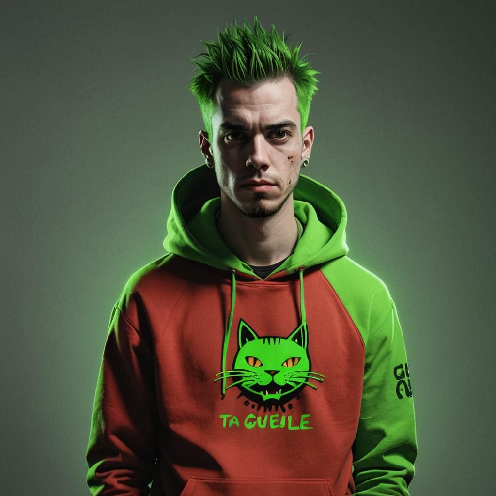 Punk Man in Hoodie, Photorealistic Portrait